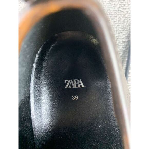 Zara Dress Shoes Women EU 39 Brown Lace Up Chunky Platform Sole Round Toe Oxford - Picture 7 of 9